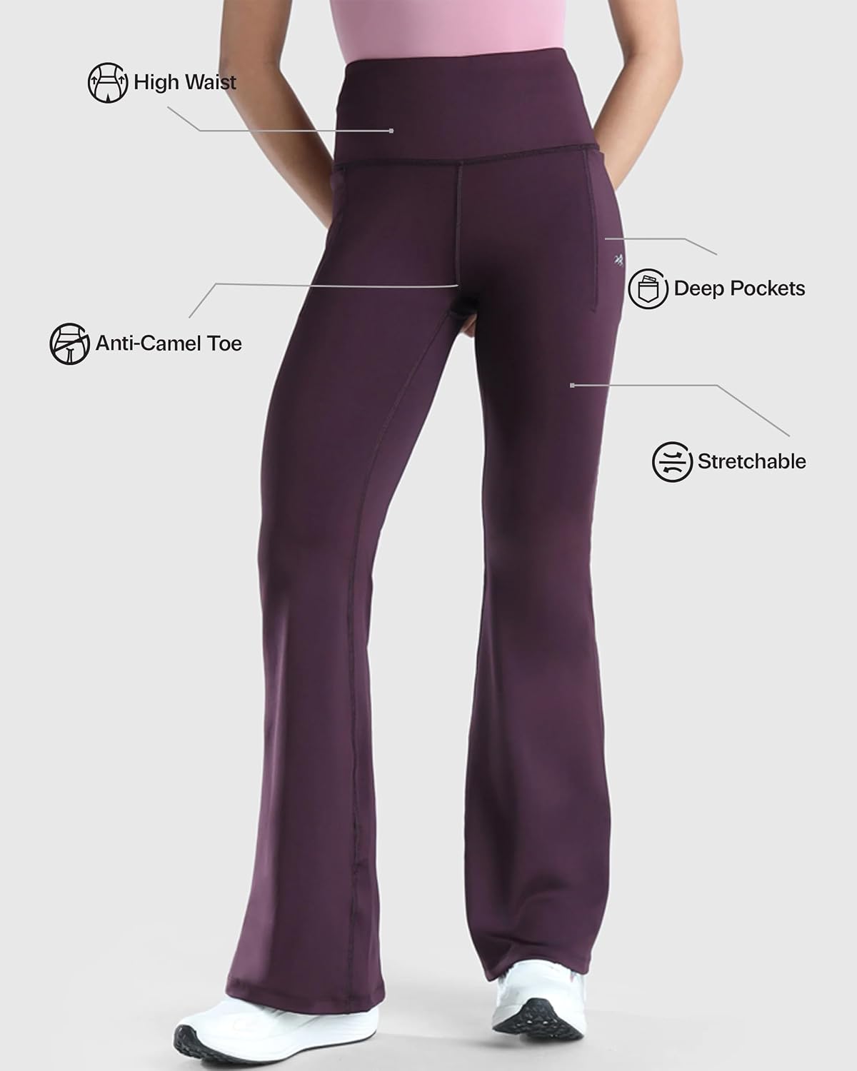 Women's High Waist Flare Pants | Stretchable Bootcut Yoga Pants with Tummy Control | Soft Breathable Flared Leggings for Gym, Yoga, Workout, Travel