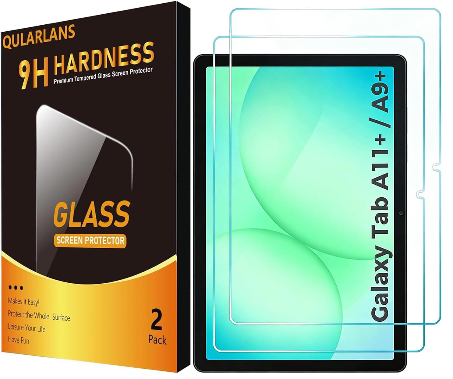 Qularlans 2 Pack Screen Protector for Samsung Galaxy Tab A9 Plus 11 Inch (2023, SM-X210/X216/X218) & Tab A11 Plus 11 Inch (2025, SM-X230/X235/X236B),
