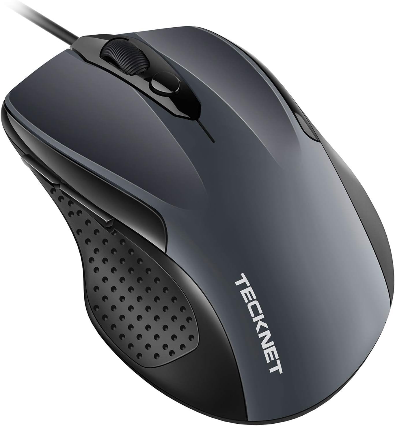 TECKNET USB Wired Mouse 6400 DPI Mice 4 Adjustable DPI with 6-Button Corded Optical Computer Mouse with Ergonomic