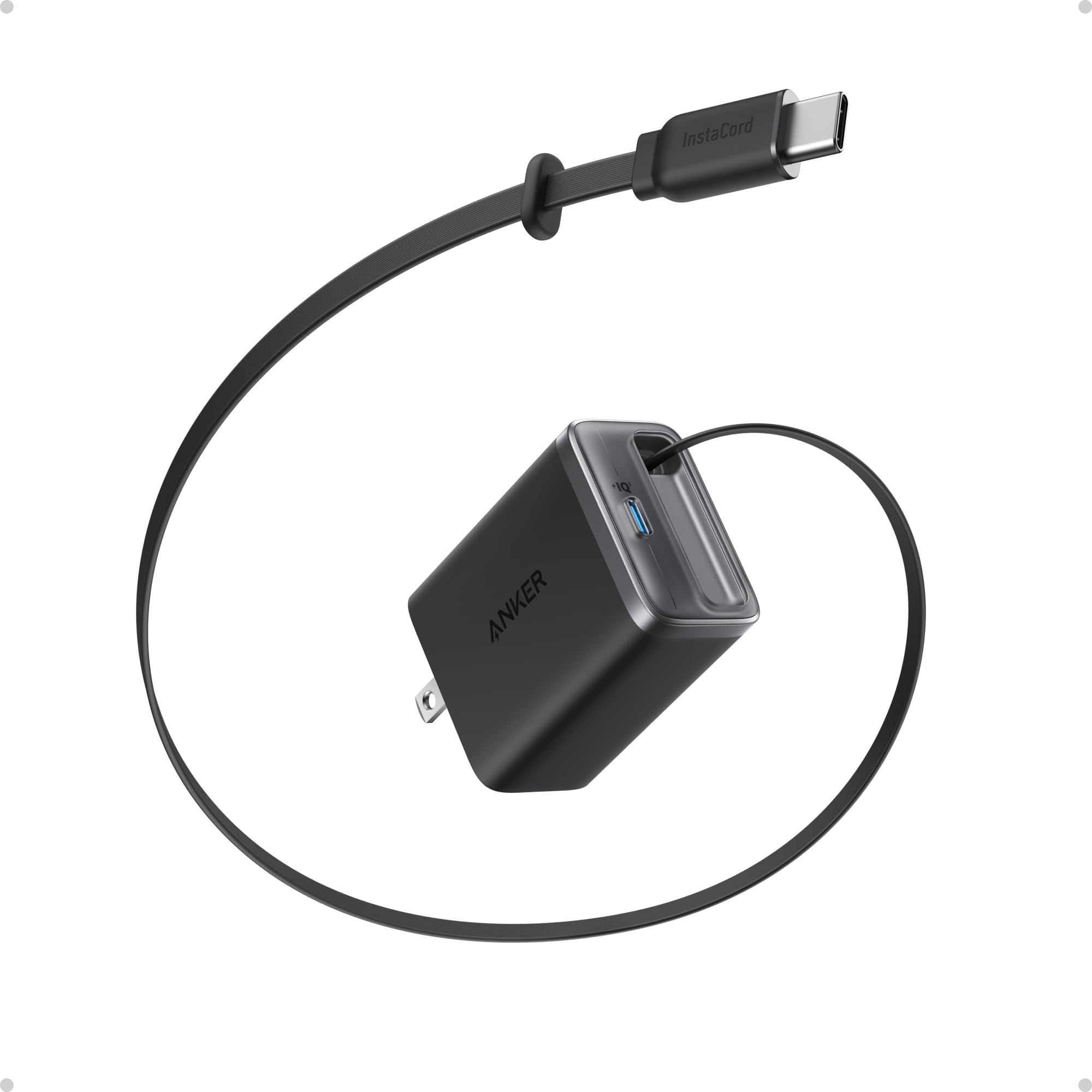 Anker Nano USB C Charger Block 35W Max 2-Port Compact Charger with Durable Built-in Anker InstaCord Retractable Cable