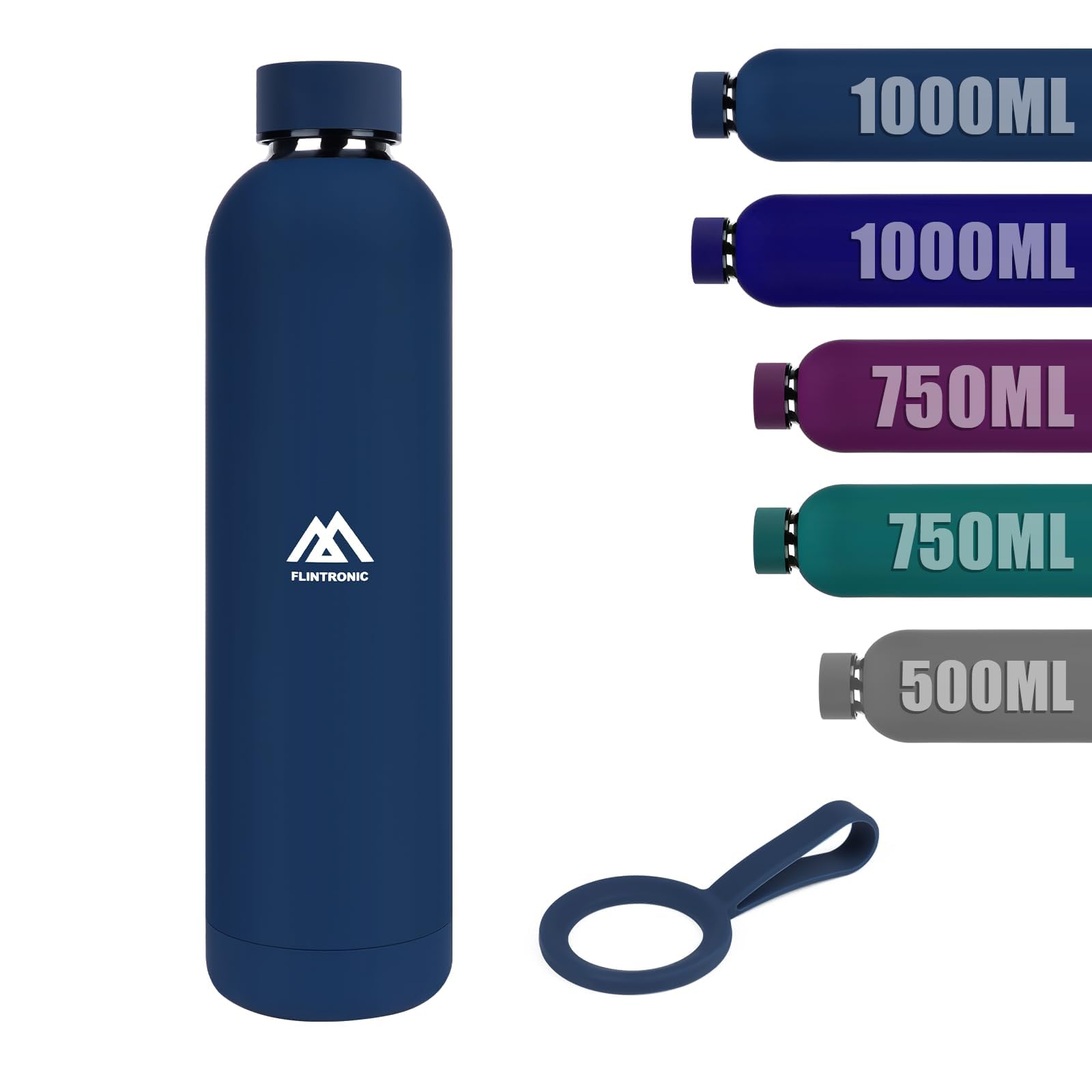 flintronic 750ml Insulated Water Bottles,Double Wall Vacuum Drinks Bottle Keeps Drinks Cold 24 Hrs/Hot 12 Hrs, Stainless Steel Water Bottle with Handle,Sports Flask BPA Free for Sports, Camping — image 1