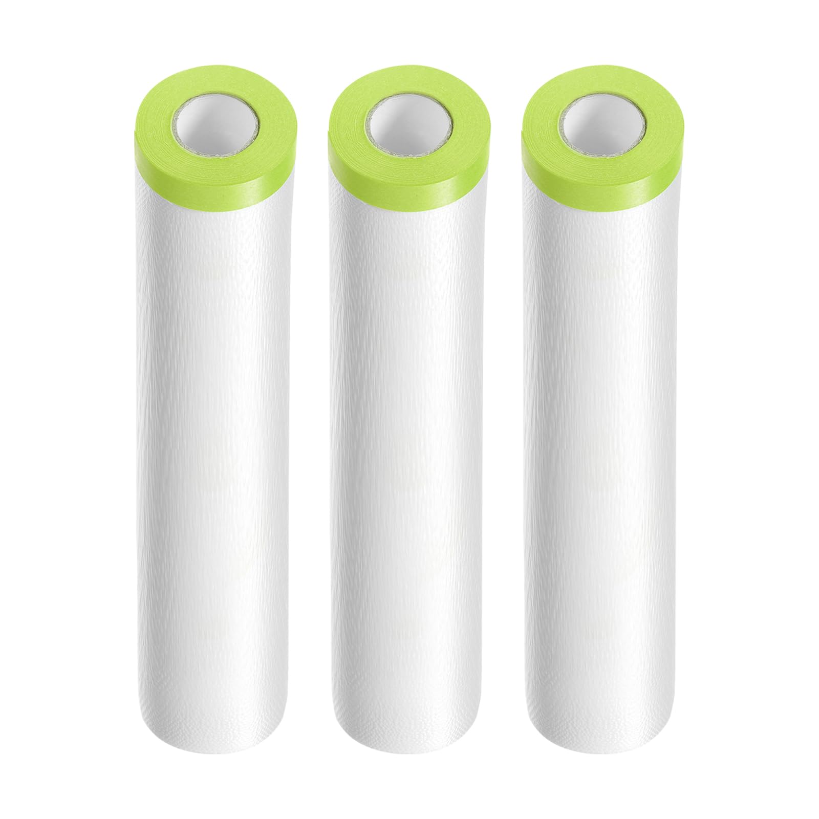 QUARKZMAN 3 Rouleaux de Film de Masquage Pré-Collé 94.5" X65.6Ft Ruban et Drap Film Plastique pour Peintres Tissu de Protection Plastique Avec Ruban, Vert