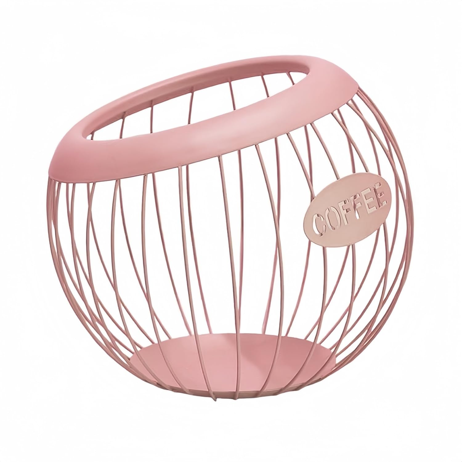 Metal Wire Coffee Pod Holder, Coffee Capsule Basket K Cups Holder Storage Basket Espresso Capsule Organizer Coffee Filter Dispenser for Kitchen Counter and Office Desktop - Pink, Without Base