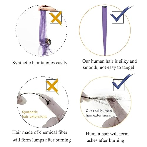 Miniatura 10 de Extensiones de cabello color burdeos de 18 pulgadas, 5 piezas de colores con reflejos de fiesta, extensiones de cabello humano lacio con clip en