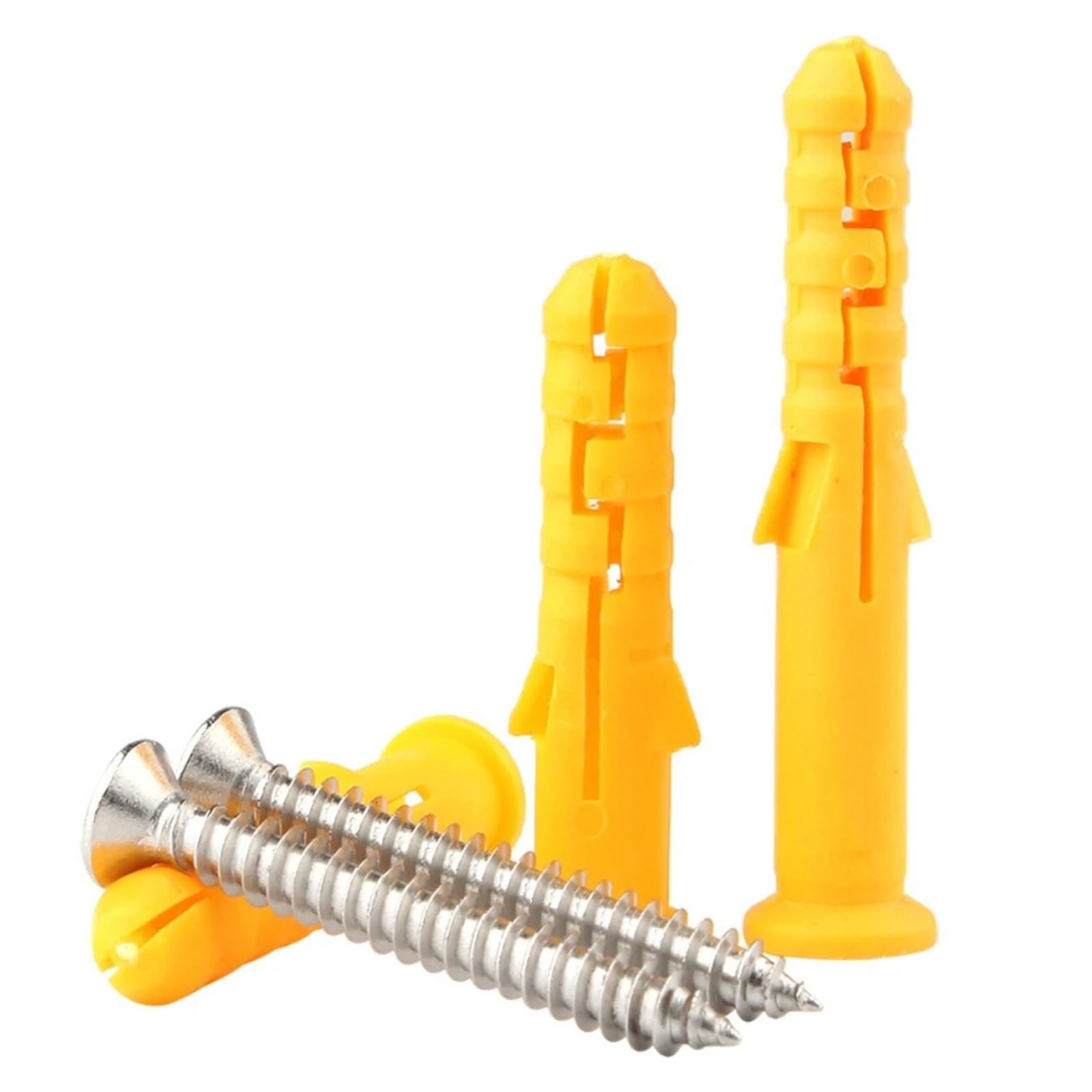 Tornillos de expansión de plástico Tornillos de pared M6x30/M8x40, tacos de anclaje con tornillo de expansión de plástico acanalado autorroscante, pequeño, amarillo(M6x30)