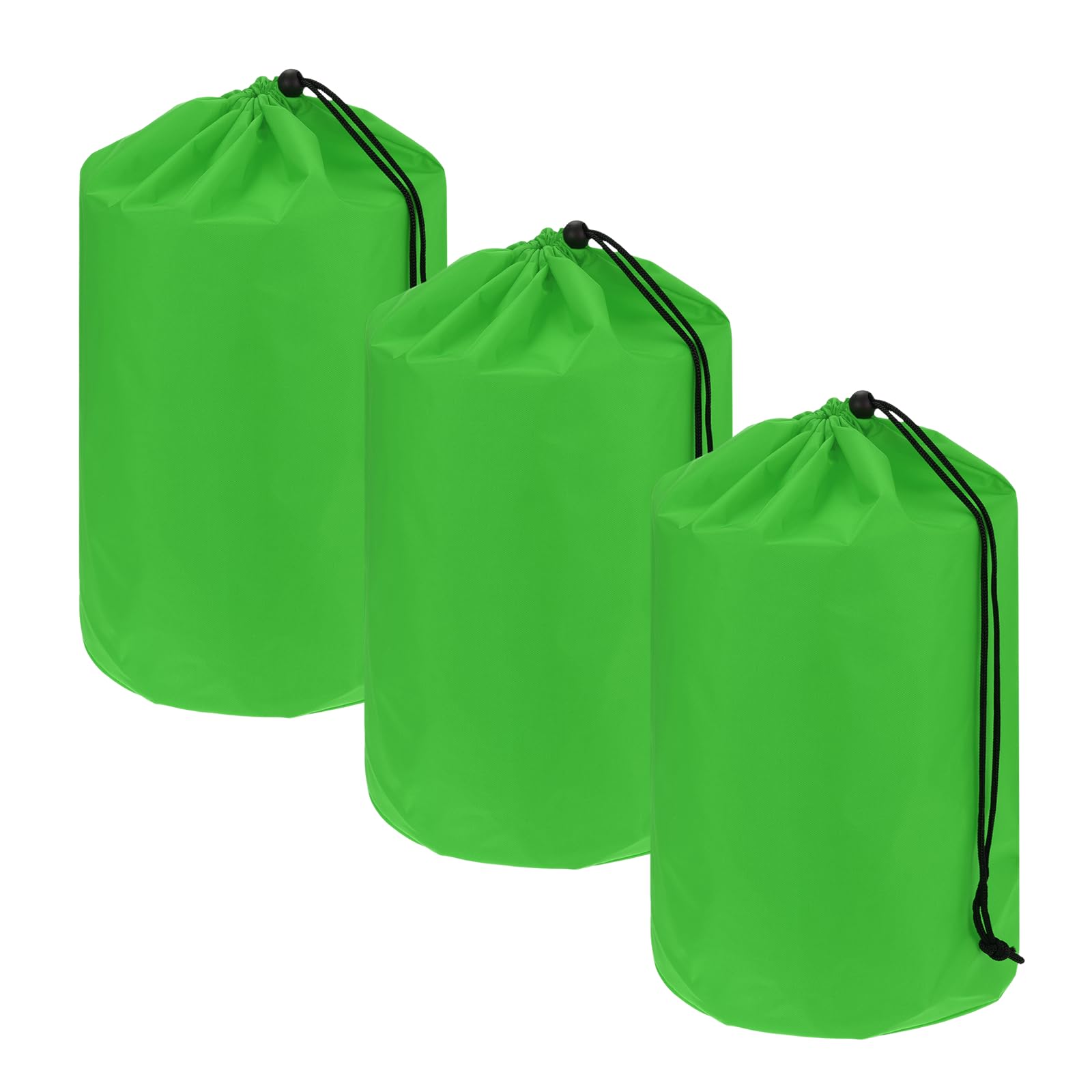 YELARXI Drawstring Bag with Toggle, Cinch and Ditty Pouch Portable Outdoor Products Ditty Bag 22x43cm & 3 Pack & Green - Fitting for (Backpacking/Camping/Traveling)