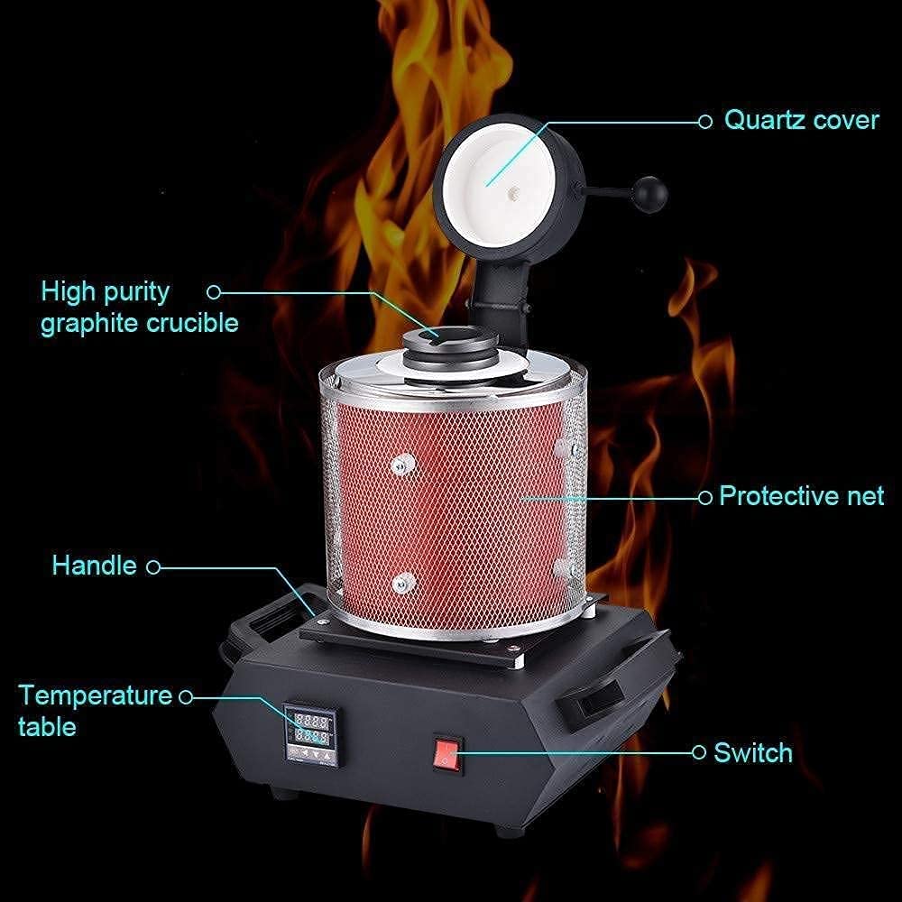 Forno per Fusione dell'Oro,Forno di Fusione Automatico da 1KG/2KG/3KG,Forno di Fusione Digitale Capacità di Riscaldamento 1600W Raffinazione della Fusione per Metalli Preziosi Oro Argento,3KG-upgrad