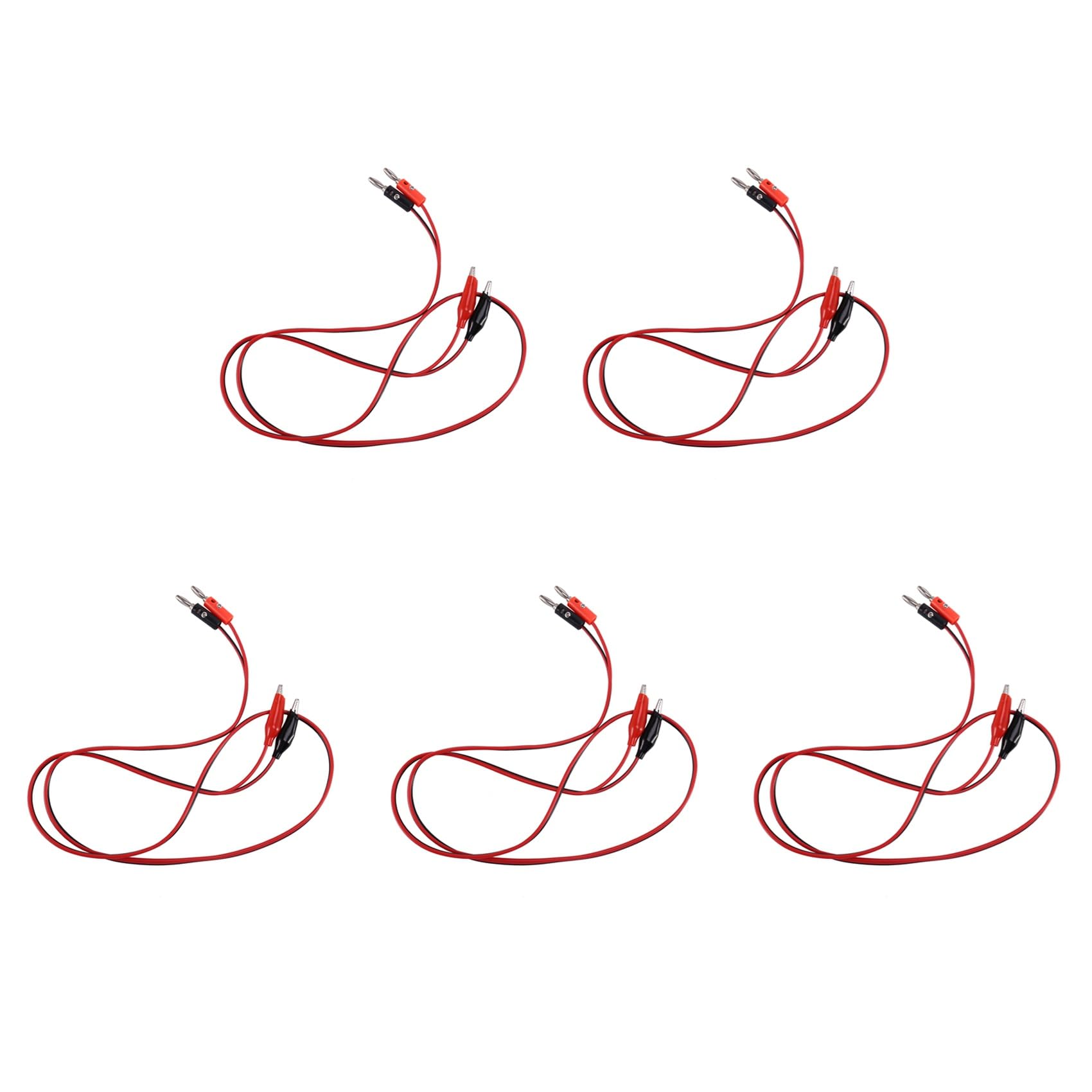Hfgdnchva Men's Red/Black 10 Pcs Banana Plugs To Alligator Clips Probe Test Cable 1M