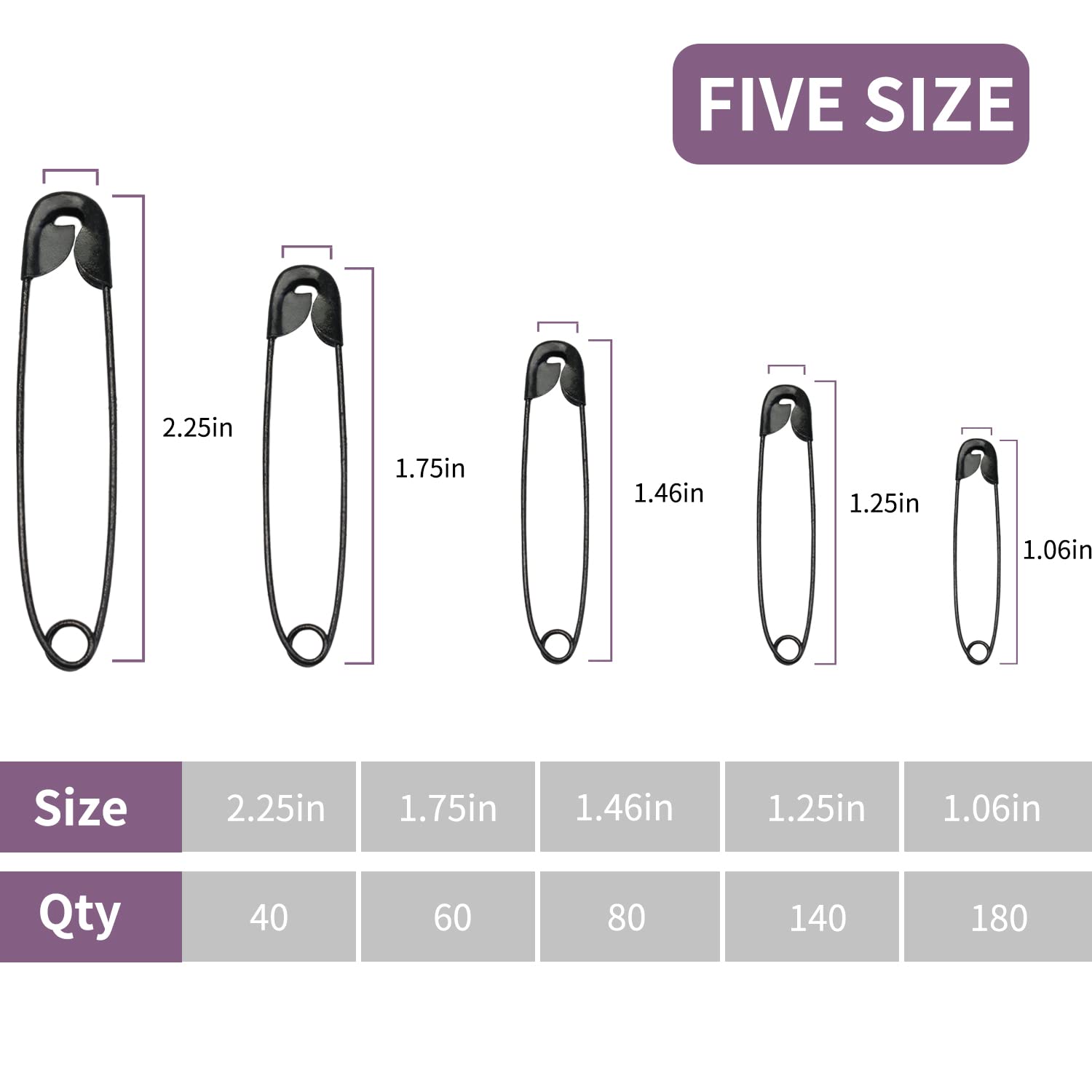 Snapklik.com : Safety Pins Assorted, 500 PCS Safety Pins, 5 Different ...