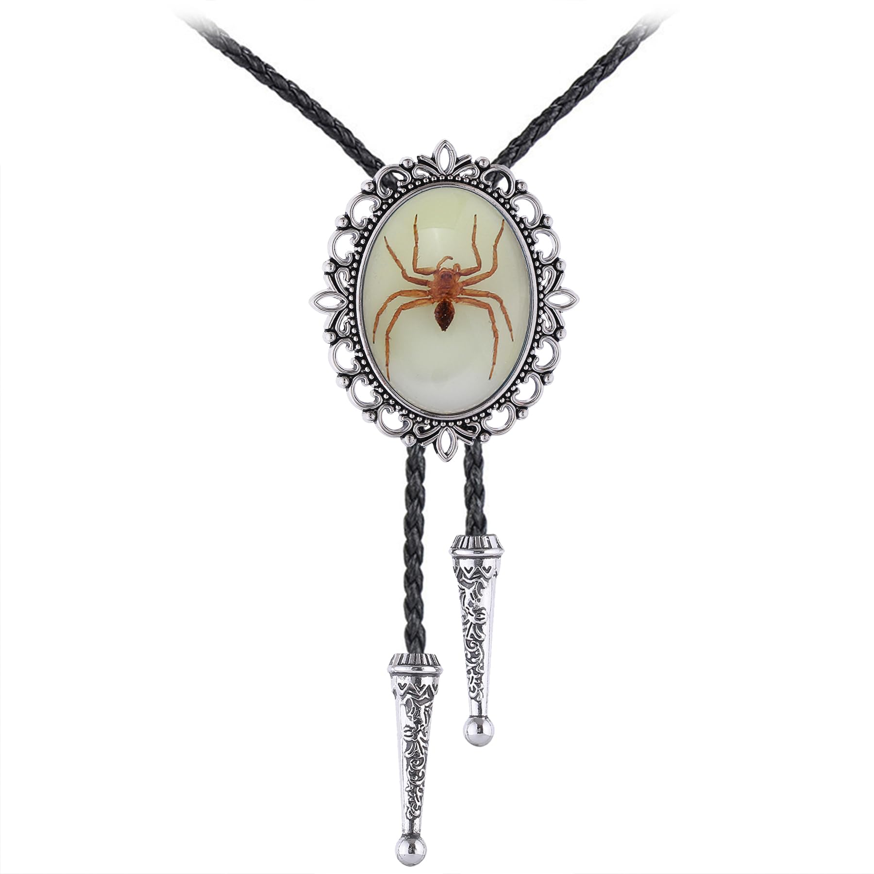 Jeilwiy Bolo Tie for Men Real Stone Westwern Cowboy Ties Silver Bolos Women Leather Necktie Gift for Birthday Christmas
