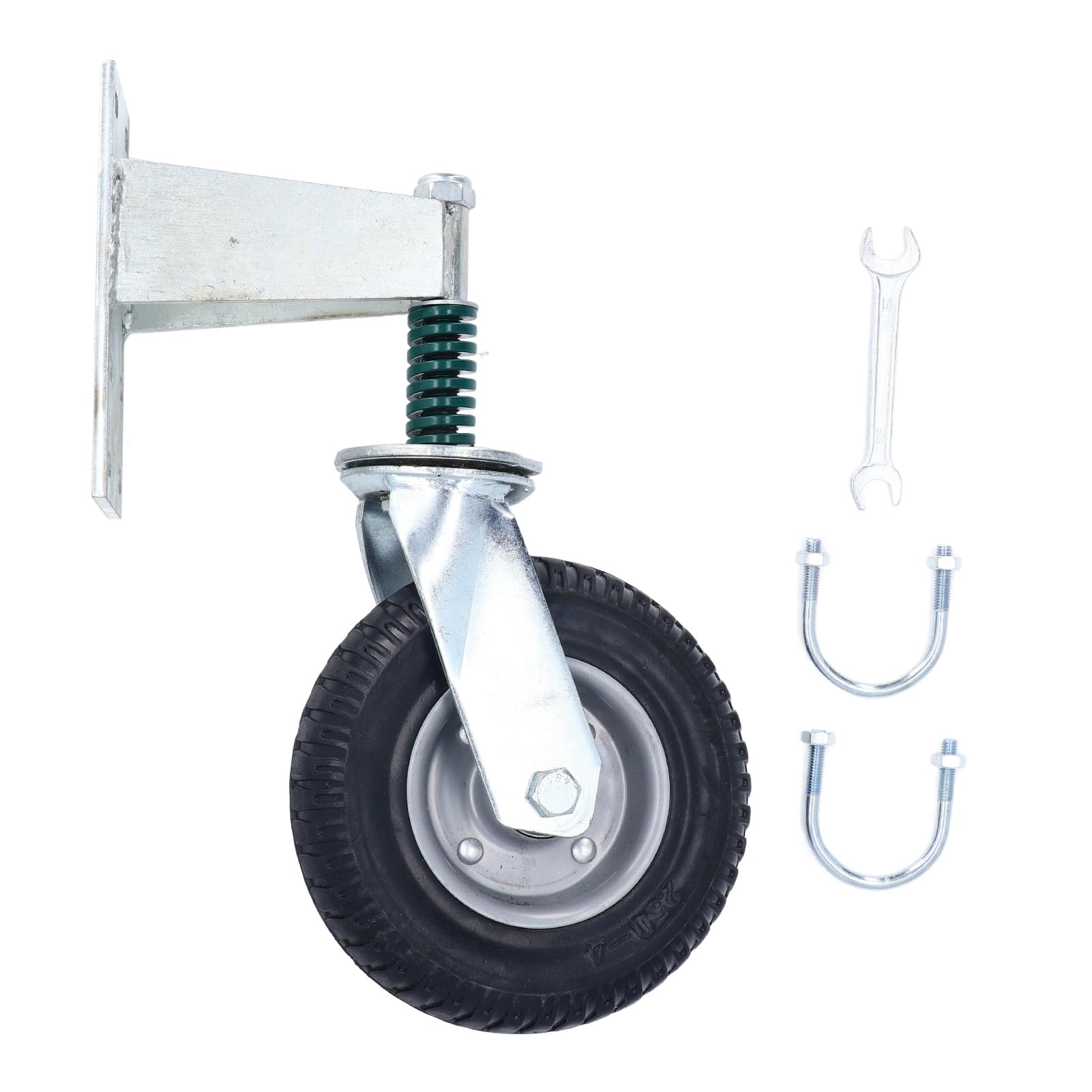 GBRJUYF 8 Inch Heavy Duty Gate Wheel Caster, 600lb Load Capacity, Adjustable U-Bolts, High Carbon Steel & Rubber, Ideal for Fence, Yard, Garden Gates - Grey