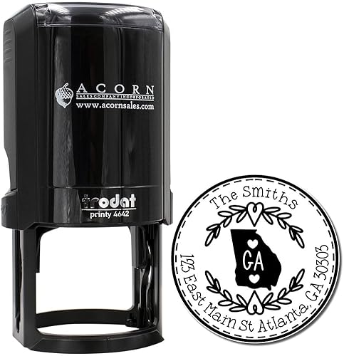 Miniatura 271 de Round State Love - Sello de dirección de devolución para Texas, uso con almohadilla de sello, mango de madera, sello de dirección de Texas