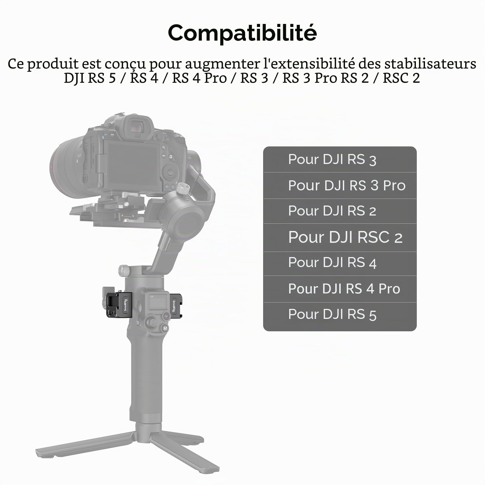 SMALLRIG NATO Clamp Accessory Mount pour DJI RS 4 /RS4 Mini/RS 4 Pro/RS 3 Mini/RS 3 / RS 3 Pro/RS 2 / RSC 2-3025