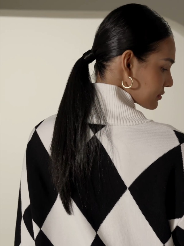 LilySilk Womens Pure Merino Wool Jumper Ladies Oversize Fit Black