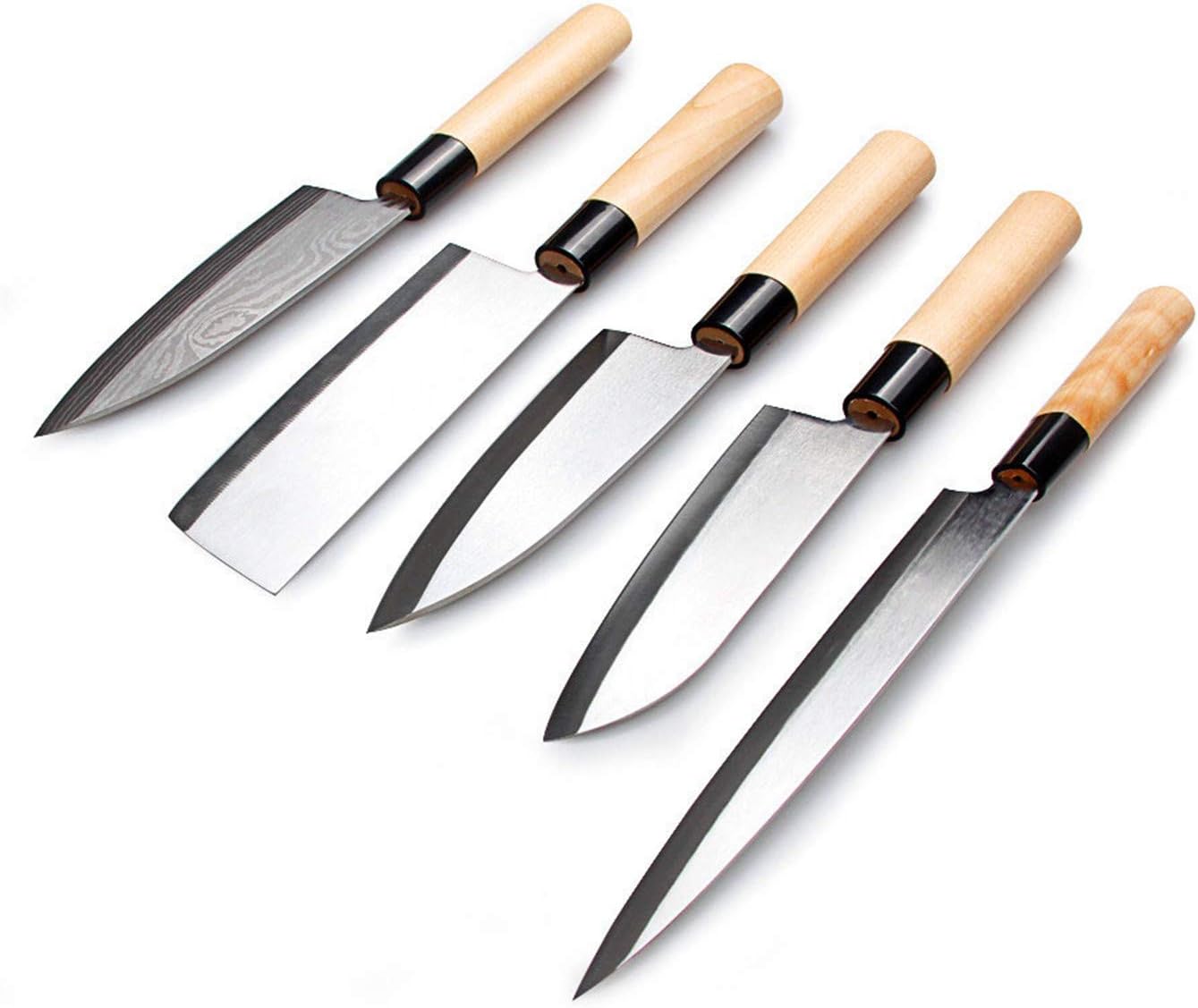 LIUZHANGYU Waterboss Sushi & Sashimi Chef’s Knives,Set of 5 Japanese Sushi Chef Knives - Sashimi-Santoku-Nakiri-Deba Knife,Ultra High Carbon Steel Blades