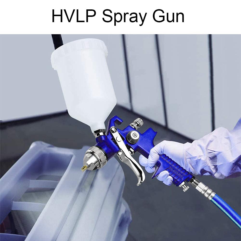 Juego de 2 pulverizadores de pintura HVLP, boquilla de 0.8 mm y 1.4 mm, kit profesional de pistola pulverizadora de alimentación por gravedad de aire con herramienta de pintura de taza de 125 ml y 600