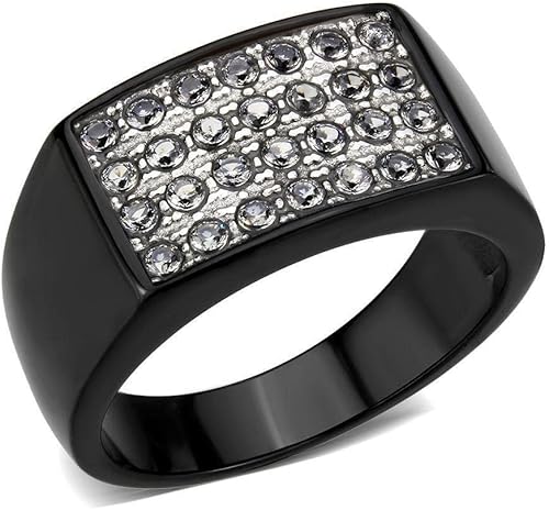 Anillo Color Negro Para Hombres y Ninos de Acero Inoxidable Illuminante 8