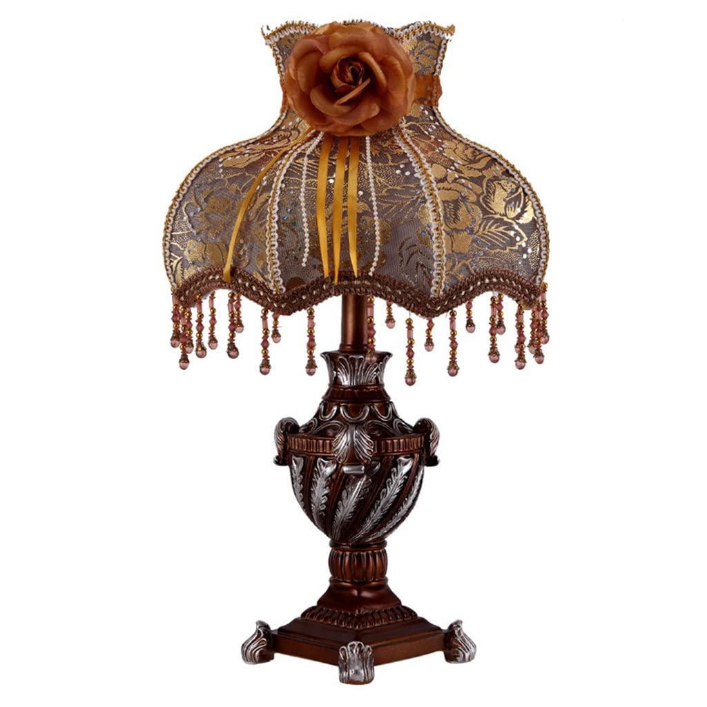 RWRAPS Lampe de Table LED Marron Nordique, Lampes de Bureau en résine, Abat-Jour en Tissu, Lampe de Chevet de Chambre à Coucher (Rosso 50x31x12cm)