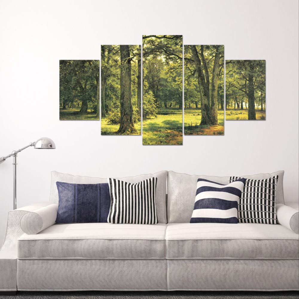 Peinture à l'huile sur toile forêt verte triptyque moderne sans cadre