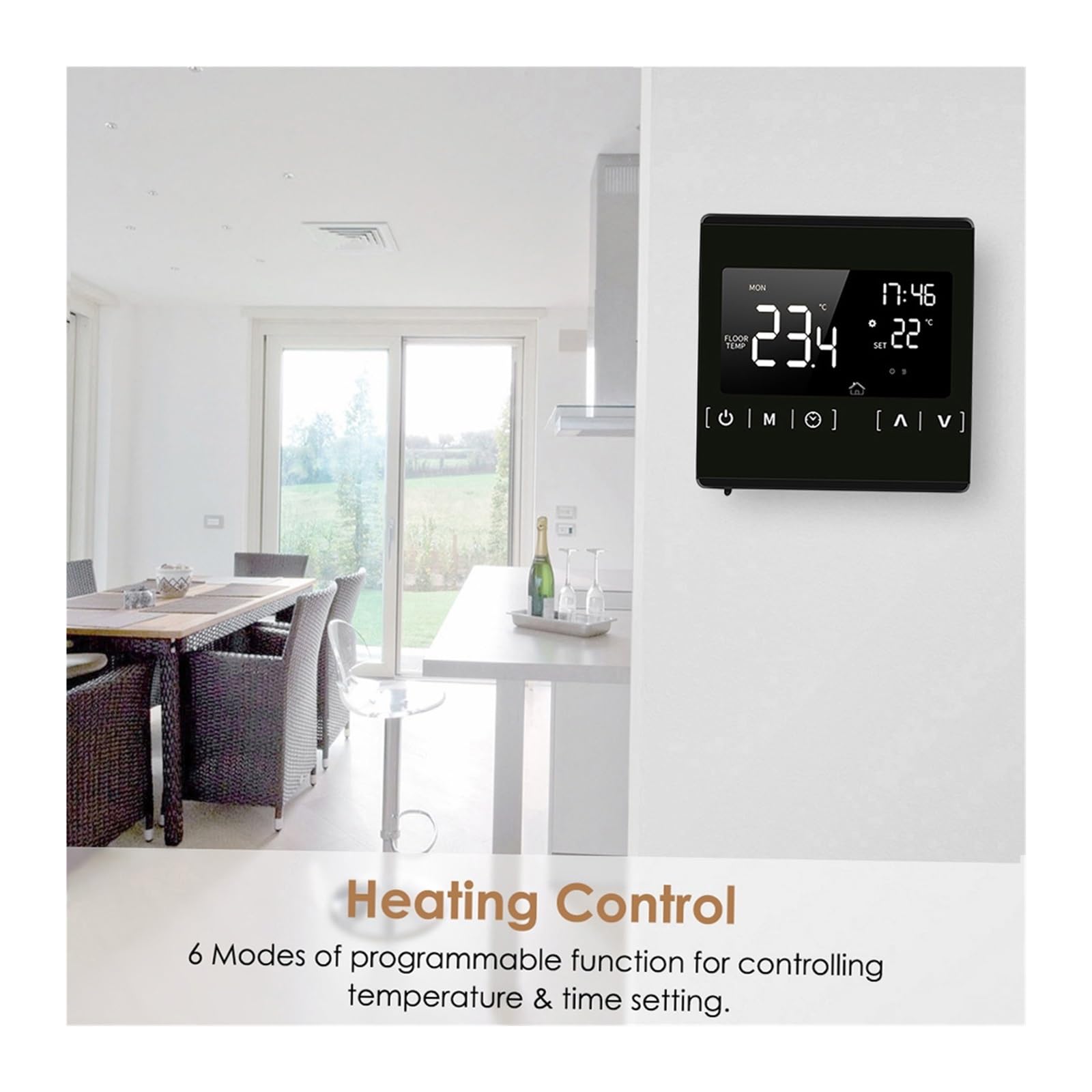 Inteligentny termostat, Inteligentny termostat z ekranem dotykowym LCD do domowego programowalnego elektrycznego ogrzewania podłogowego, termoregulator AC 85-250V temperatura(Grijs)