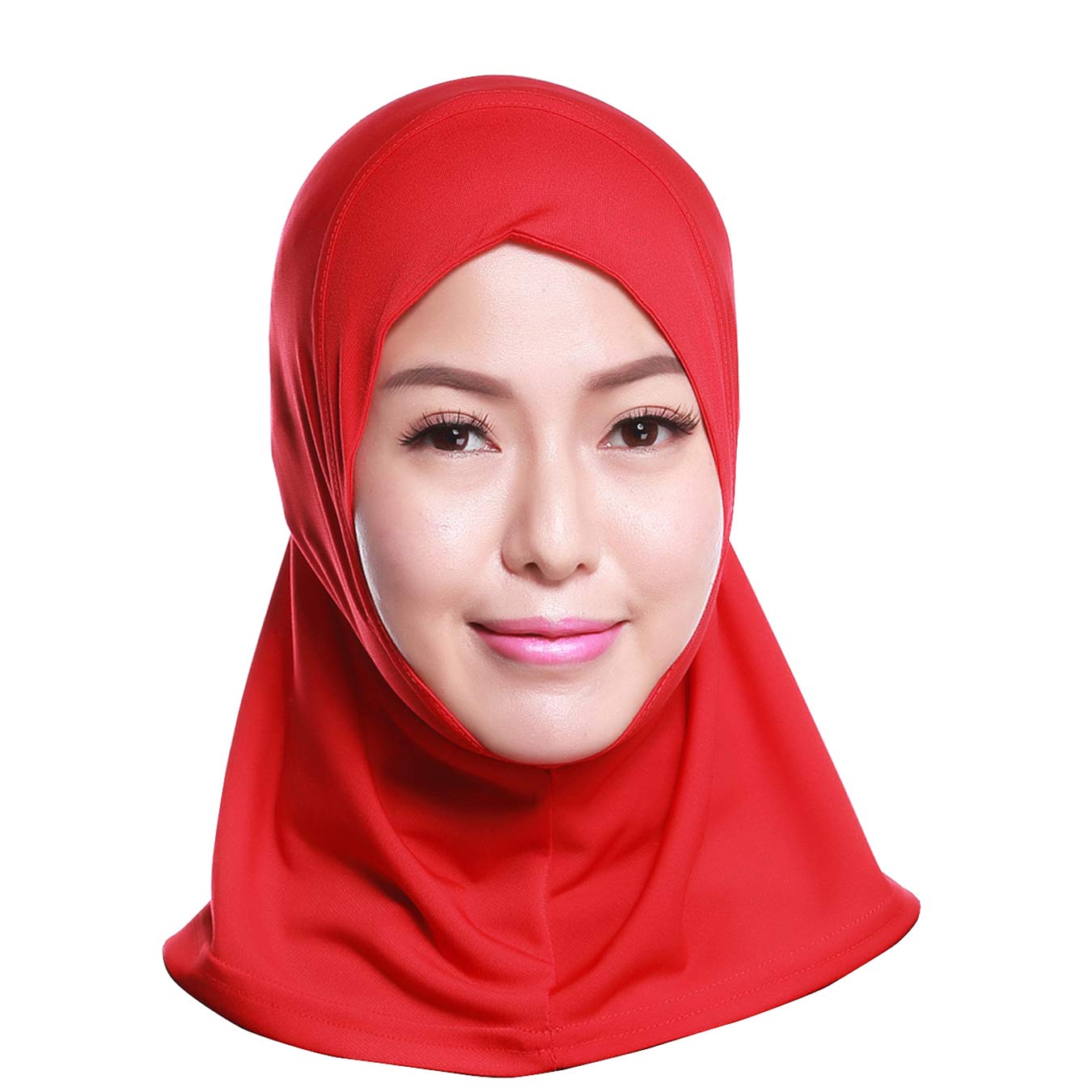 GladThink Ladys Muslim Small Short Hijab Caps Islamic Scarf Red