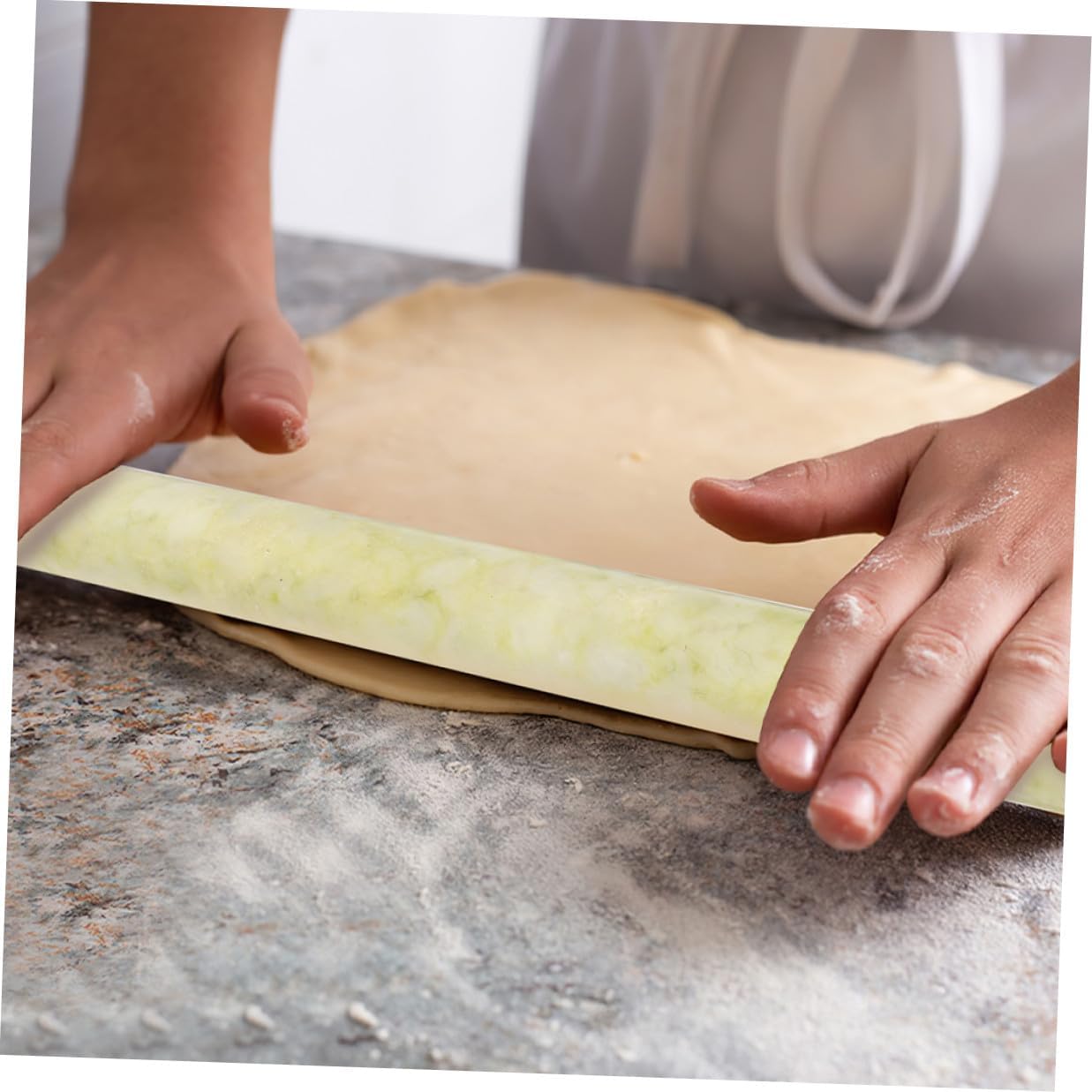 Jade Dough Rolling Pin 21cm Long Yellow Nonstick Marble Rolling Stick for Dumpling Wrappers and Baking Kitchen Tool