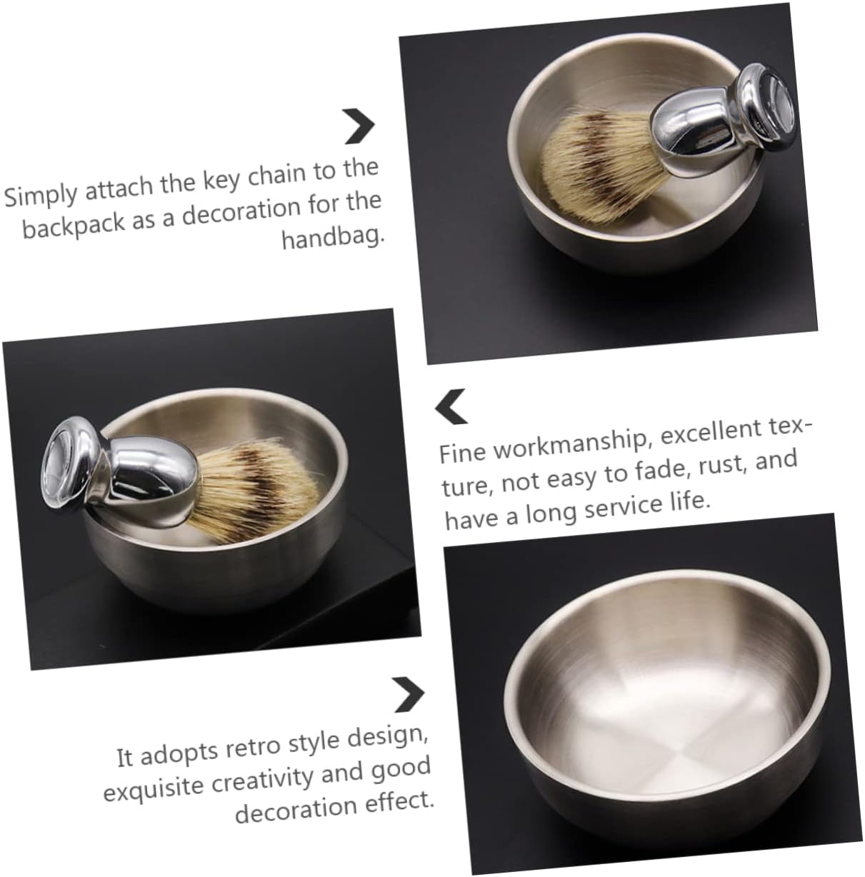 2pcs Beard Care Kit for Men Traditional Wet Shaving Brush Set Stainless Steel Bowl