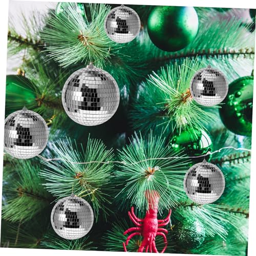 ibasenice - 4 bolas espejadas para decoración de fiestas y bodas, reflectantes y brillantes, para colgar en árbol de Navidad miniatura 7