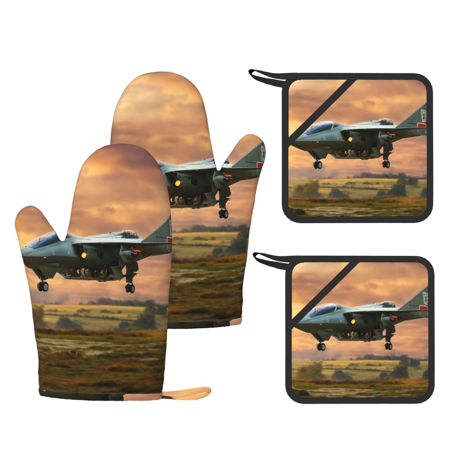Ensemble de four résistant à la chaleur lavable imprimé avions de chasse