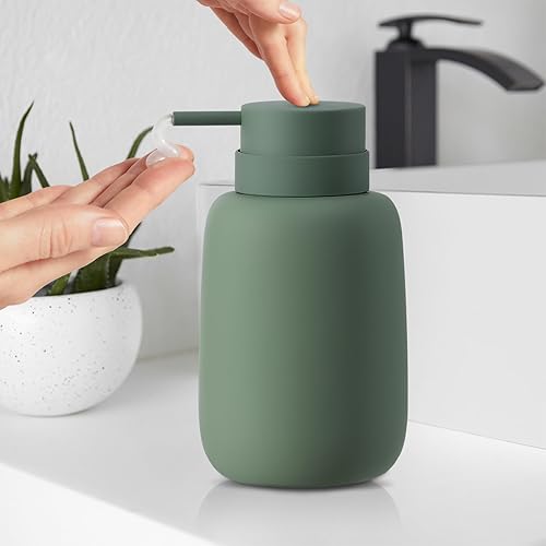 Miniatura 6 de Dispensador de jabón verde para baño, dispensador de jabón de cerámica, bomba de loción, dispensador de jabón para platos, dispensador de jabón