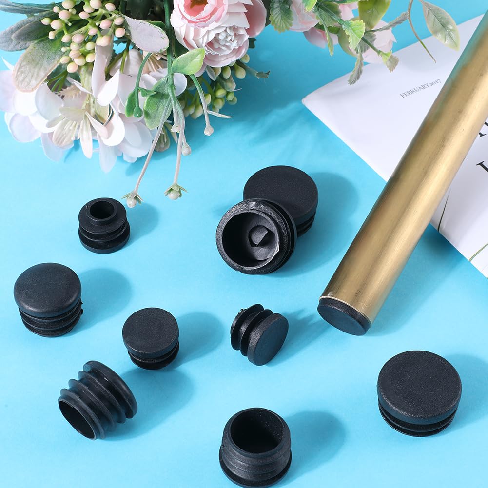 GORGECRAFT 30PCS 3 Sizes Round Plastic Hole Plugs 20mm 25mm 30mm Tubing Inserts Black End Caps Pipe Inner Plugs Fastener for Chair Leg Inserts Anti-Slip Ribbed Tube Furniture Fences Glide Protection - Image 4