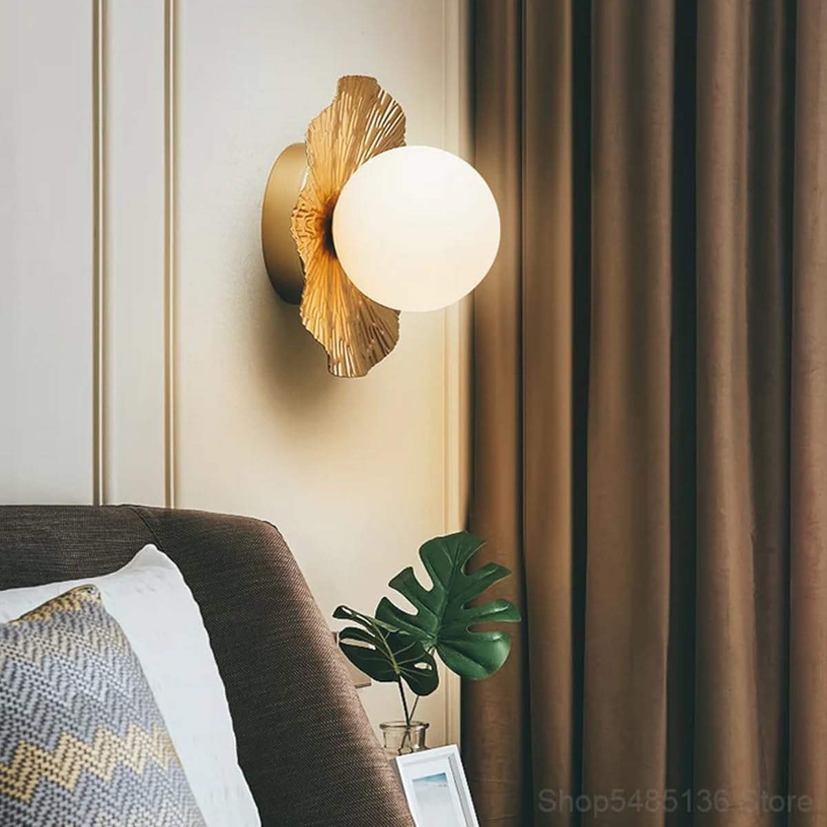 Bedside Lamp LED Wall Sconce with Acrylic Light Guide | Nordic Indoor Wall Lights for Bedroom Bedside Living Room Home Decoration |White Light (Lotus Leaf)