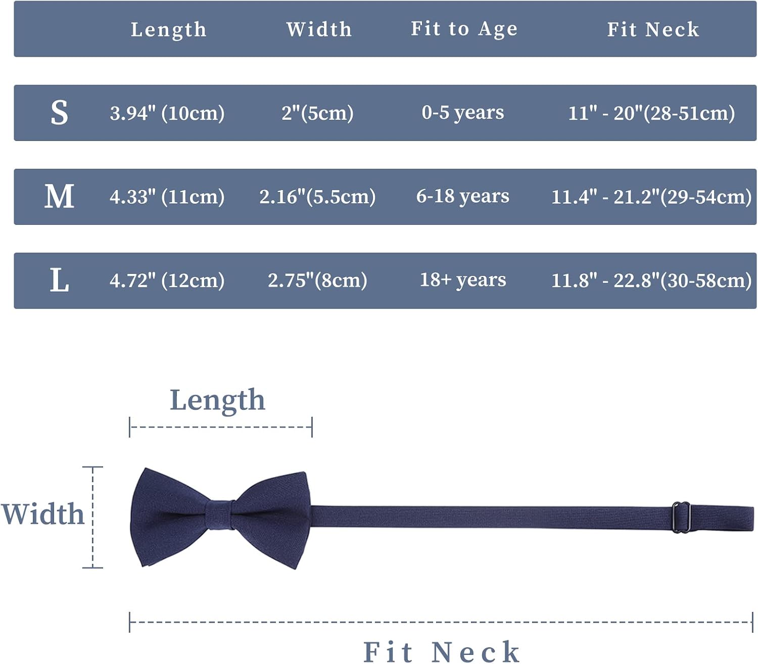 WELROG Classic Pre-Tied Bow Tie for Children & Adults Solid Color Adjustable Bowtie