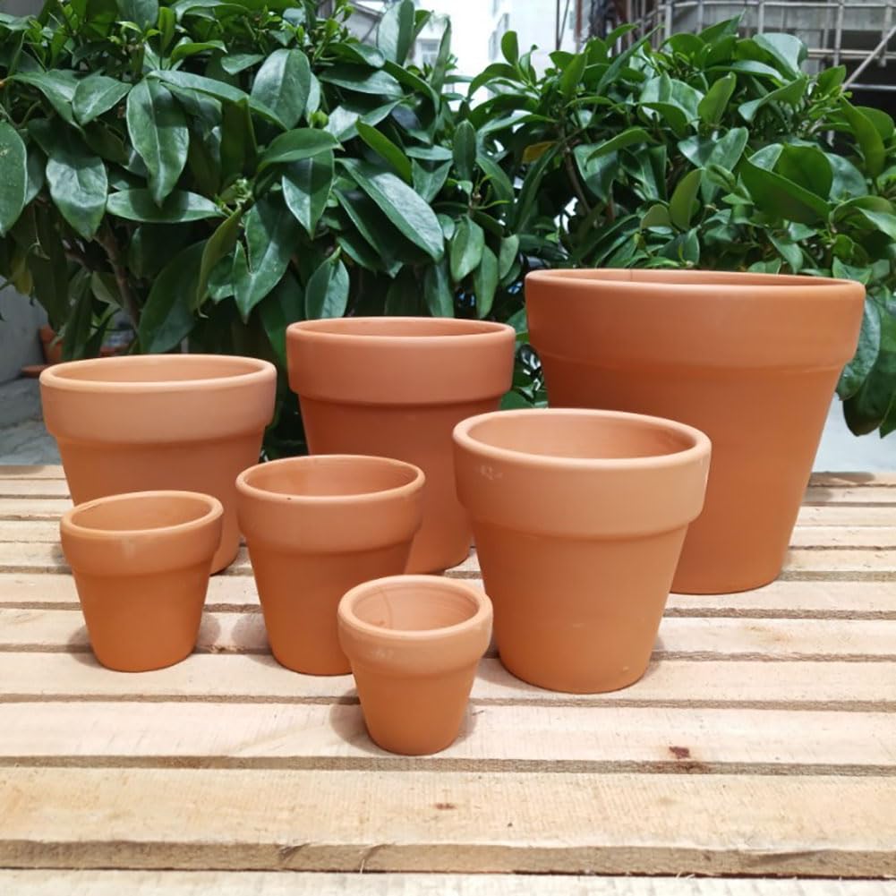 HugeDE 10 Pcs Brown Ceramic Round Indoor/Outdoor 6 x 7 cm (H x Dia) Plant Pots, 6 x 7 cm ( H x Dia ) - Image 2