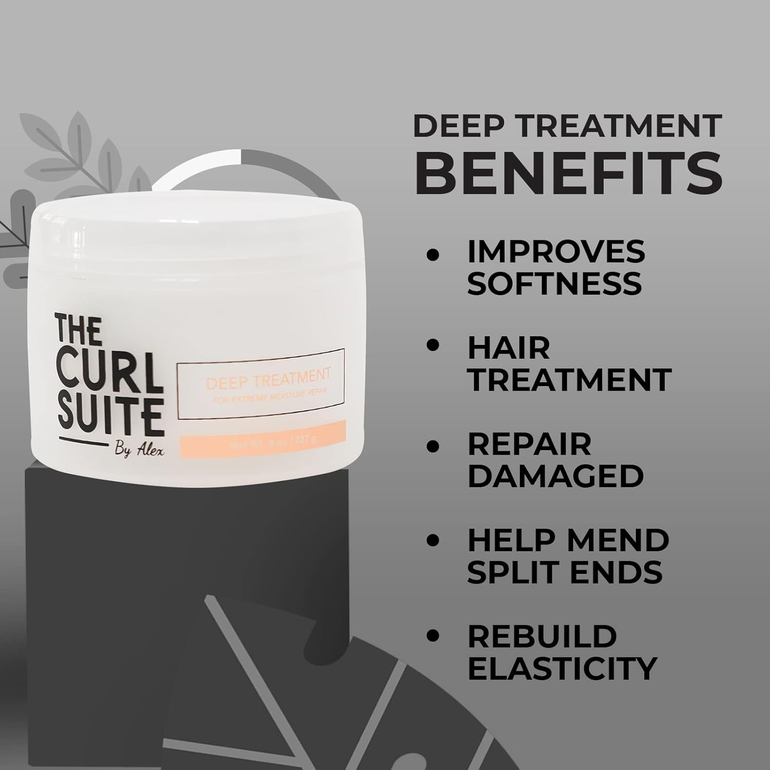 The Curl Suite Restoring Deep Treatment hair masque for Dry Damaged Hair- Conditioning & Repair Treatment for distressed curls, color treated or bleached hair -Improves Softness & Adds Shine (8 Oz.)