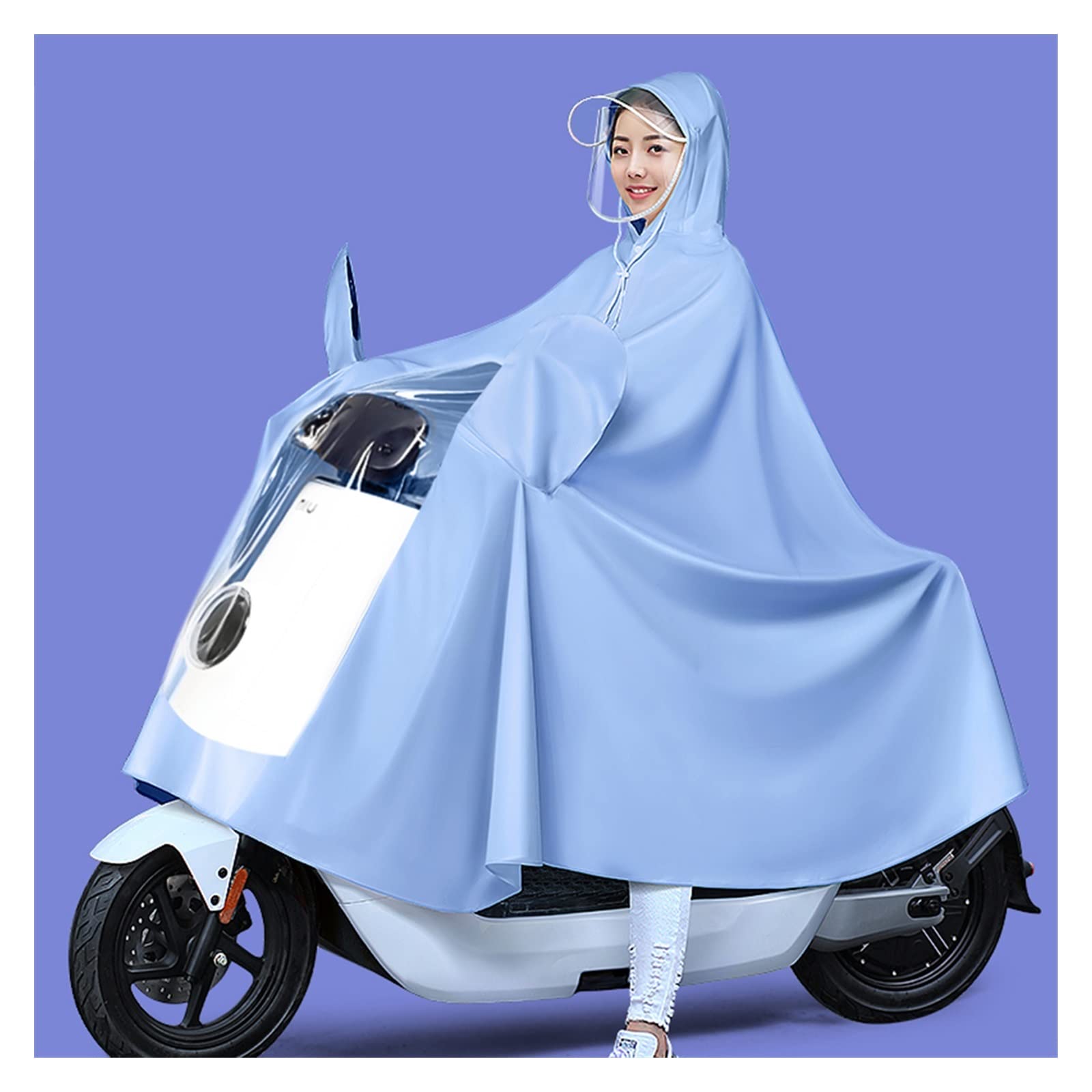 Rain Poncho for Cycling Bike Ebike Motorcycle Mobility Scooter Multicolor Multiple Sizes(Blue,4XL)