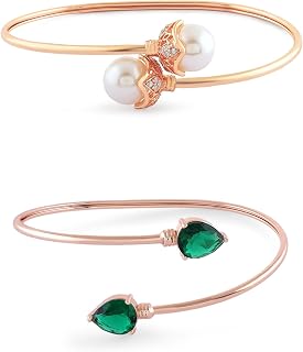 ZAVERI PEARLS Combo of 2 Rose Gold Tone Contemporary Bangle Style Kada Bracelet For Women-ZPFK18391 Price In India
