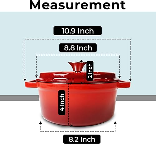 Miniatura 5 de Healthy Choices Olla holandesa de hierro fundido esmaltado de 3 cuartos de galón con tapa, horno holandés pequeño gris para hornear pan, ideal para