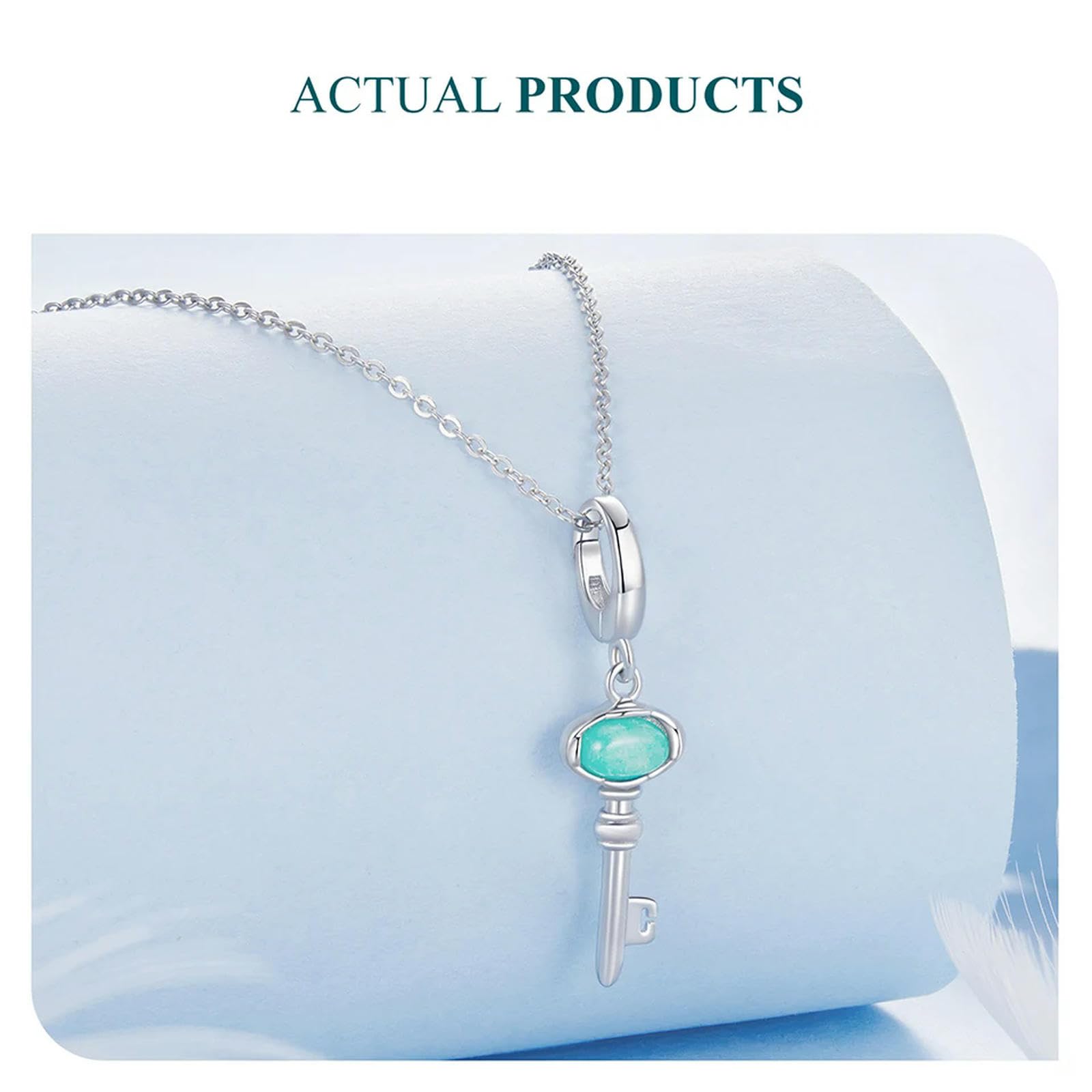 Dije de candado y llave de plata de ley 925 compatible con pulseras, accesorios de joyería DIY, cuentas