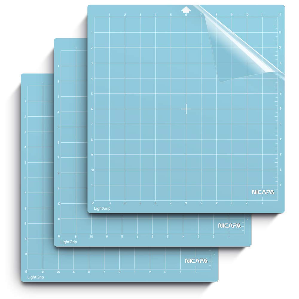 Juego de 3 alfombrillas de corte para Silhouette Cameo 4/3/2/1 (Light-Grip, 30,5 x 30,5 cm) - Adhesivo y adhesivo antideslizante flexible cuadrilado, color azul