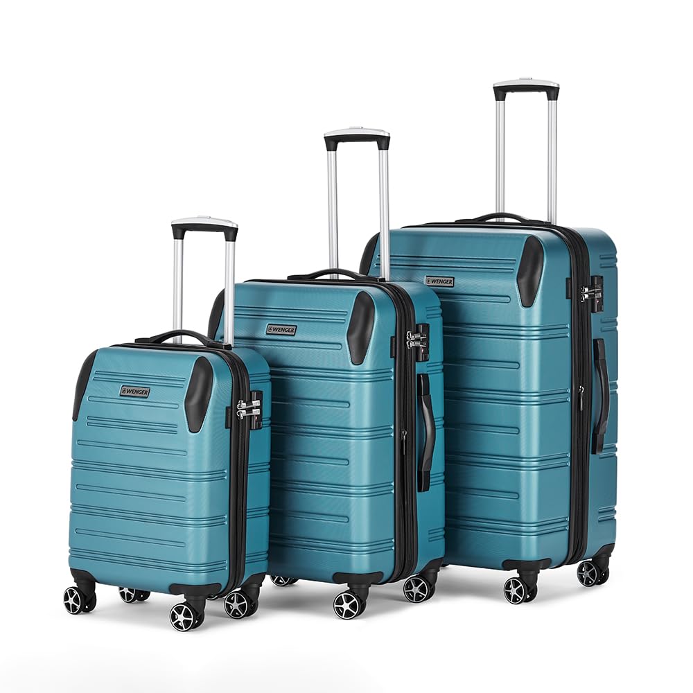 wenger Static Pro, Swiss Designed 3 Pc Luggage Set | Carry-On, Medium and Large Hardside Luggage (33L + 67L + 106L Capacity) | TSA Lock | Teal, Travel Luggage Bag for Business & Leisure, 612060-picture-17