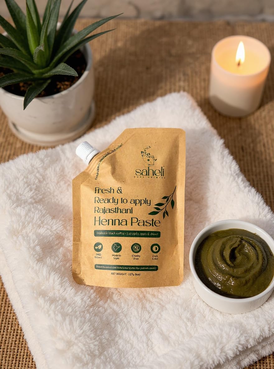 Saheli Fresh & Ready-to-Apply Rajasthani Henna Paste – 100% Natural Mehndi for Hands, Feet & Hair | Smooth, Deep Long-Lasting Color (227g x 2 Packs)-picture-35