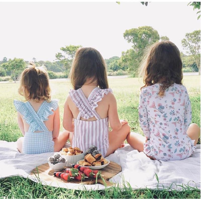 FreeLu Toddler Baby Girl Cross-Back Swimsuit One Piece Flounce Swimwear Summer Bathing Suit with Hat 18M - 6T3