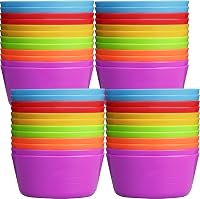 Foaincore 24-Pack Colorful 10oz Kids Plastic Bowls - Microwave Dishwasher Freezer Safe Toddler Cereal Snack Salad Bowls