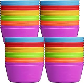 24 Pcs Kids Plastic Bowls Plastic 10 oz Cereal Bowls Snack Bowls Kids Bowls Microwave Dishwasher Safe Toddler Bowls Colorful Snack Bowls Small Children Bowl Salad Dessert Soup Bowls, 6 Colors