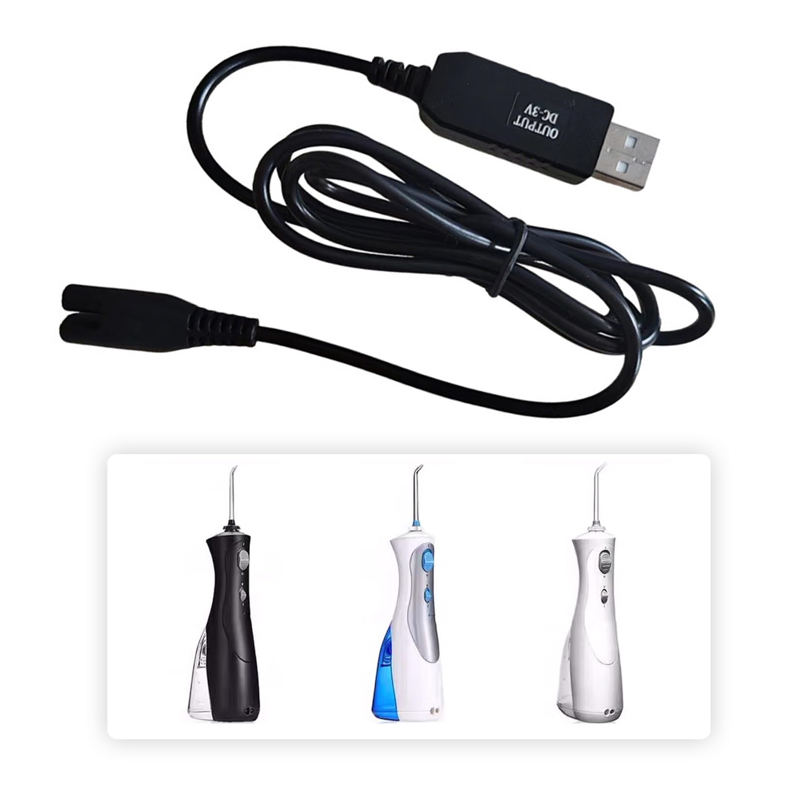 Cavo di alimentazione USB 3 V compatto per irrigatori orali Efficace con compatibilità universale Cavo di alimentazione Cavo portatile
