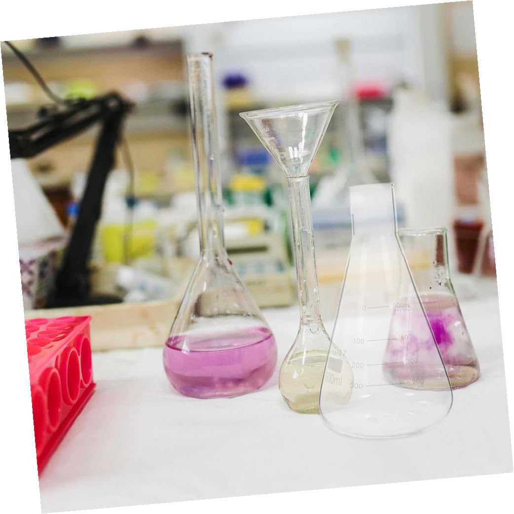 KICHOUSE 4pcs High Borosilicate Chemistry Flask Graduated Lab Flask Thickened Conical Bottle School Experiment Supplies