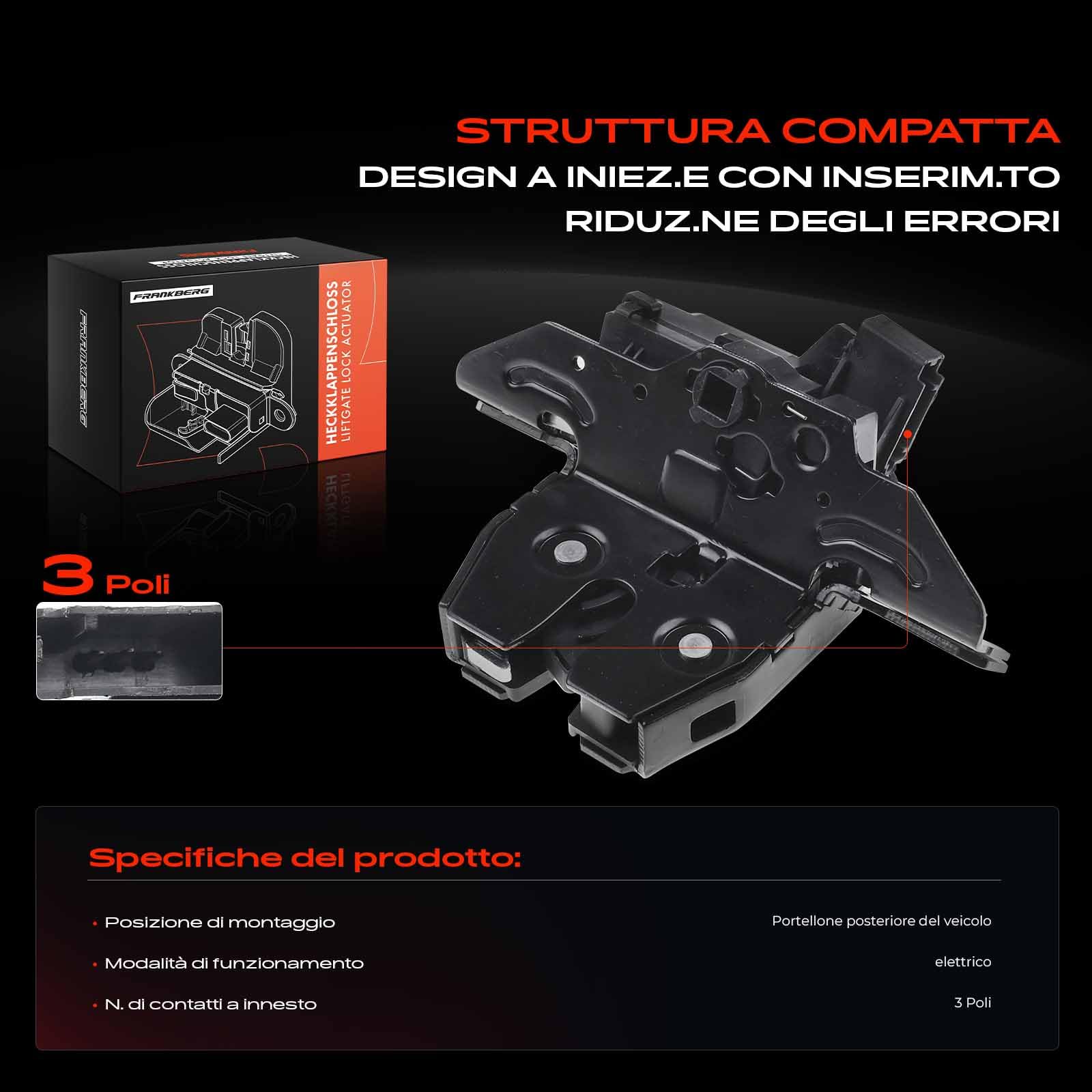 Frankberg Serratura porta serratura auto Portellone posteriore Compatibile con Mokka/Mokka X J13 Karl C16 Zafira/Zafira Family B A05 Adam M13 Astra J Caravan P10 Replace# 13508110