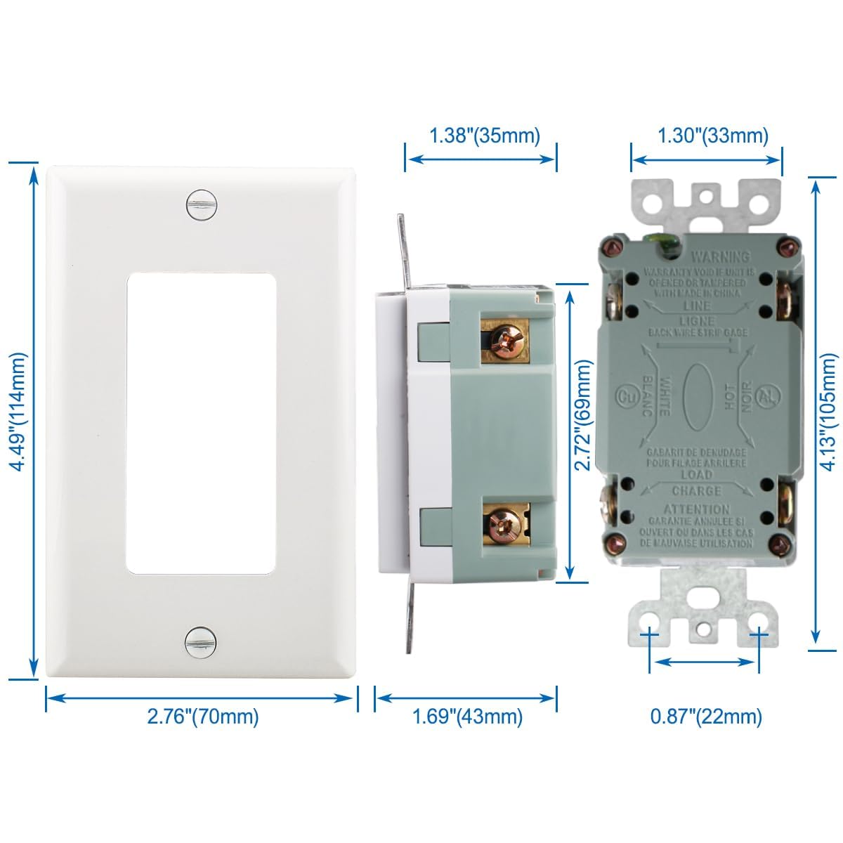 Baomain GFCI Outlet 20 Amp, Self-Test GFI Electrical Outlet,Weather Resistant WR, Ground Fault Circuit Interrupters with Wall Plate, UL&CUL Certified,White,(5-Pack)