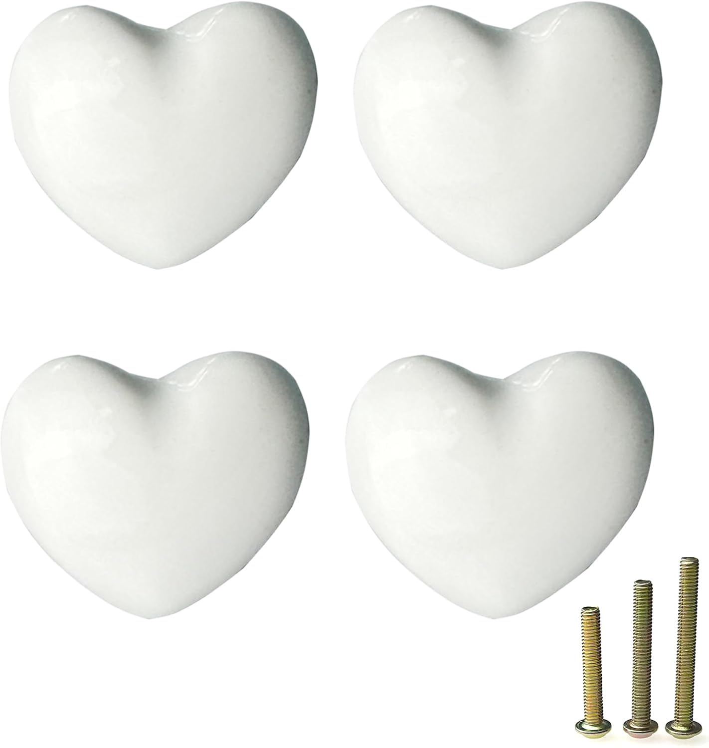 8 Pack White Heart Shaped Ceramic Cabinet Knobs, Decorative Knobs for Dresser Drawe